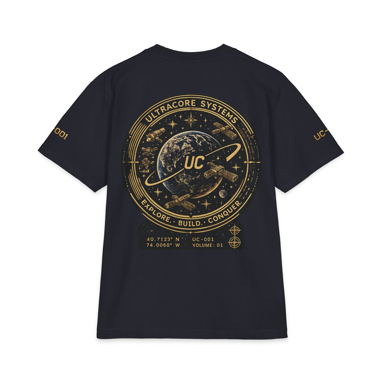 Space Tech Graphic Tee — "Ultracore Systems" Planetary Logo T-Shirt